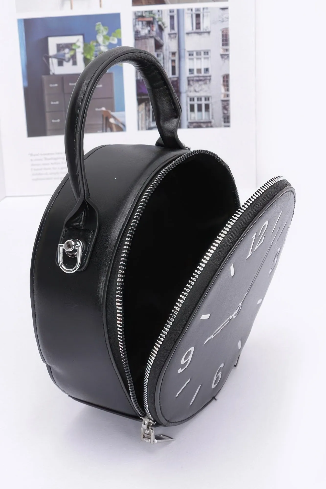 Faux Leather Clock Novelty Bag