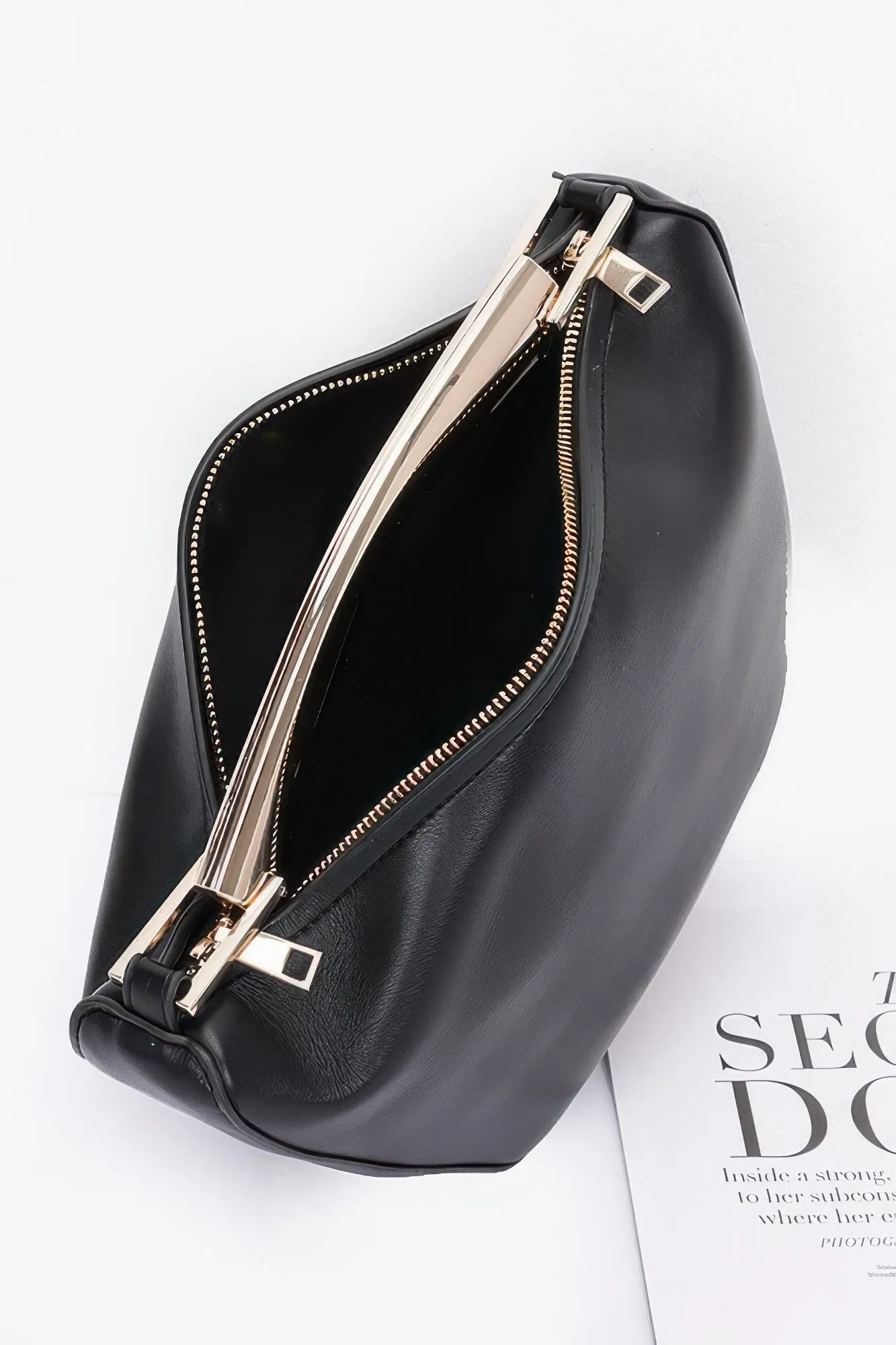 Faux Leather Metal Handle Bag