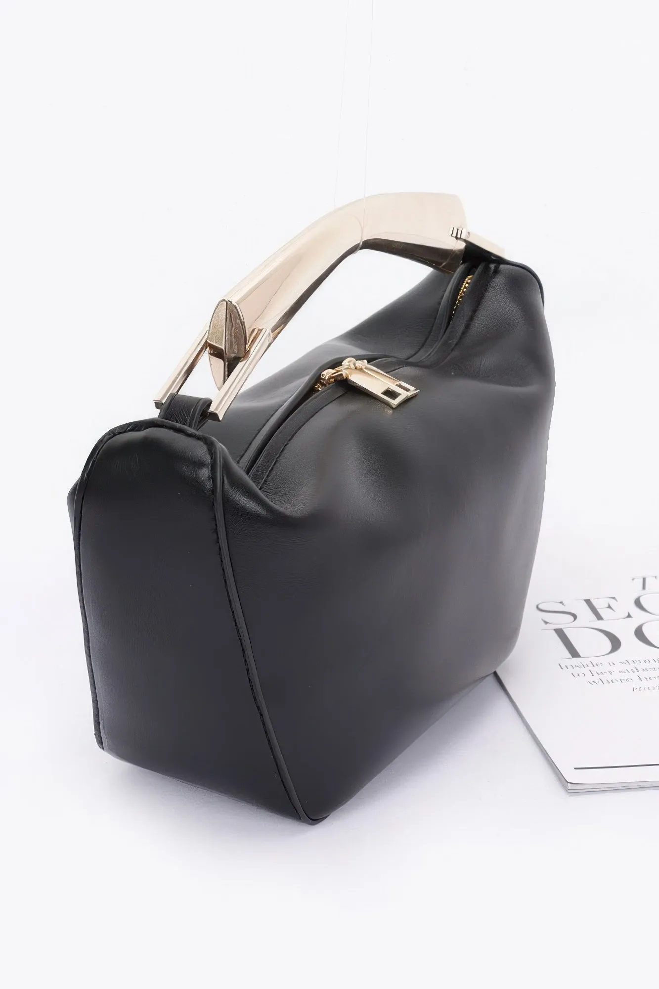 Faux Leather Metal Handle Bag