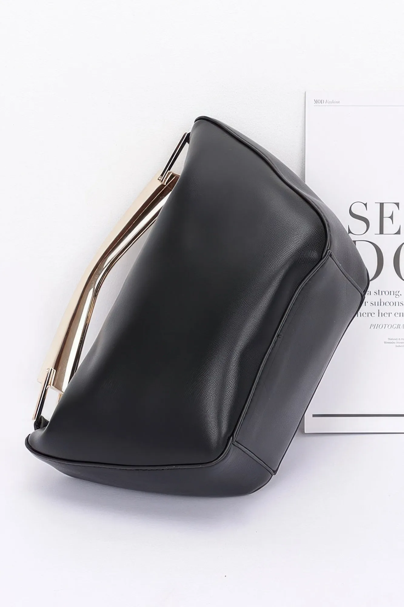 Faux Leather Metal Handle Bag