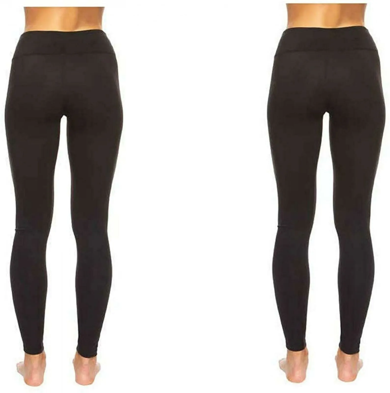 Felina 2 Pack Wide Waistband Sueded Lightweight Leggings Black Large