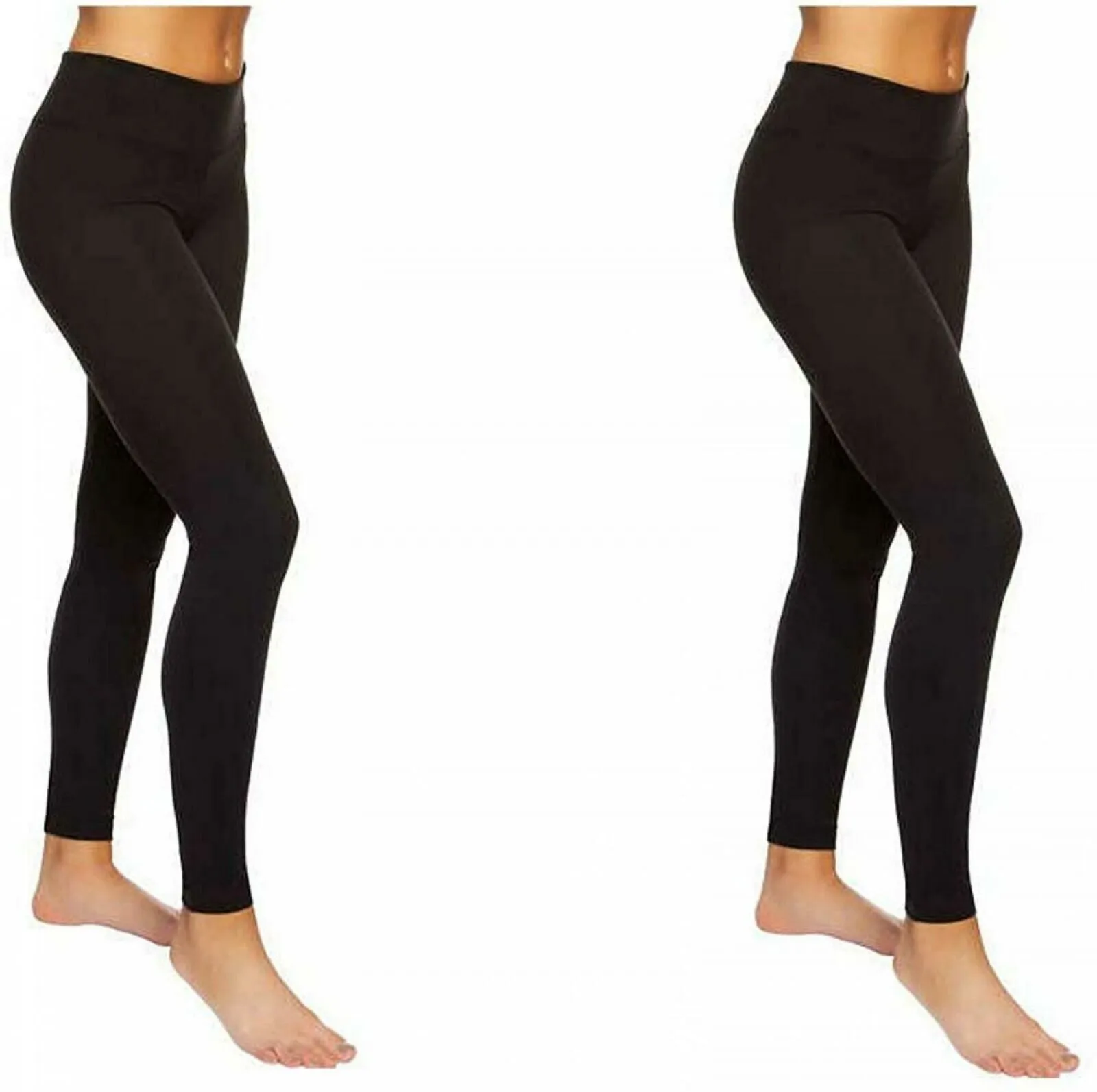 Felina 2 Pack Wide Waistband Sueded Lightweight Leggings Black Large