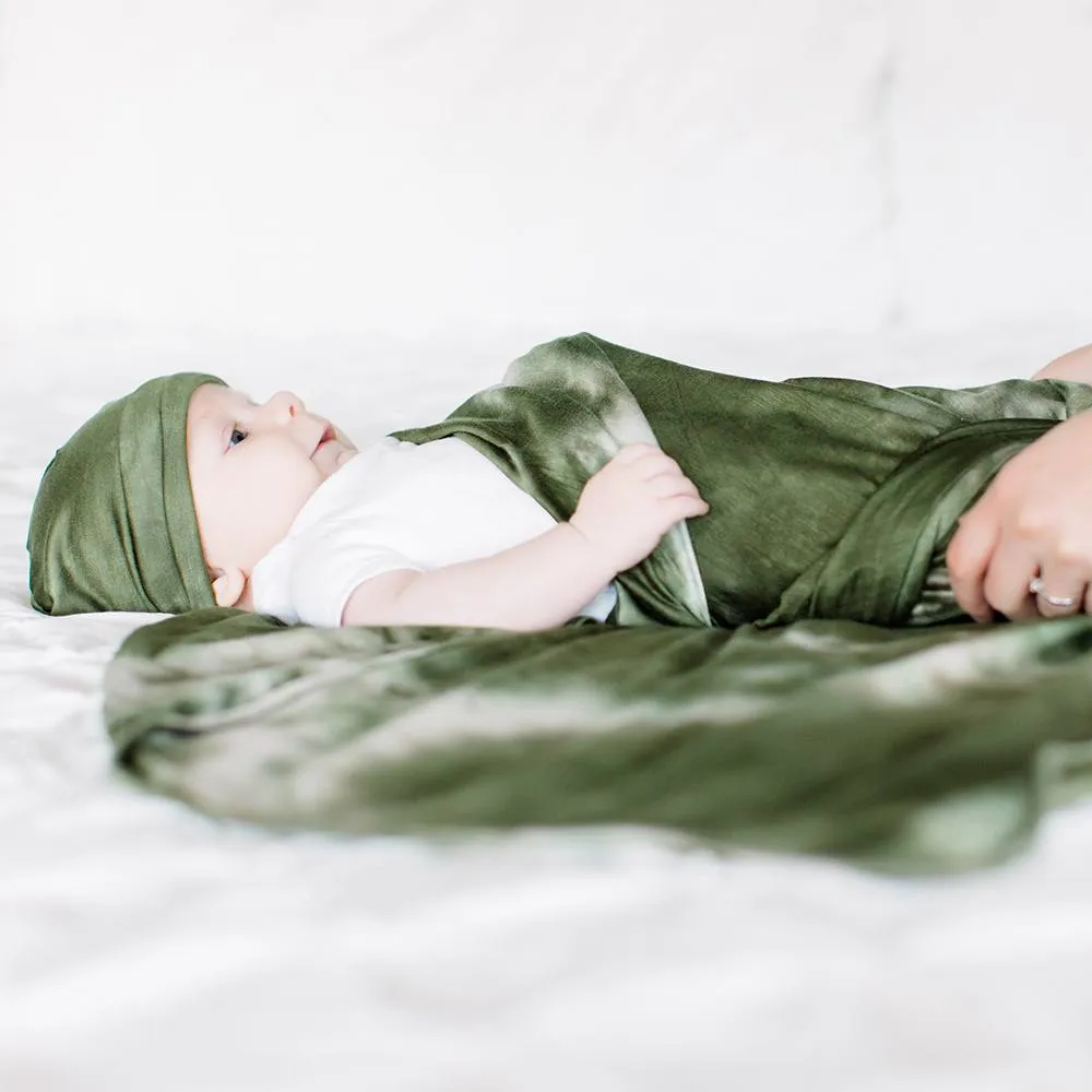Forever Swaddle   Hat Set: Olive Tie-Dye