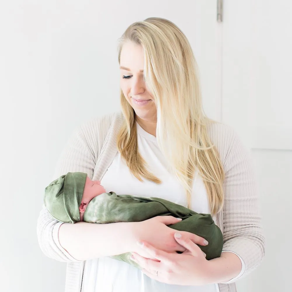 Forever Swaddle   Hat Set: Olive Tie-Dye