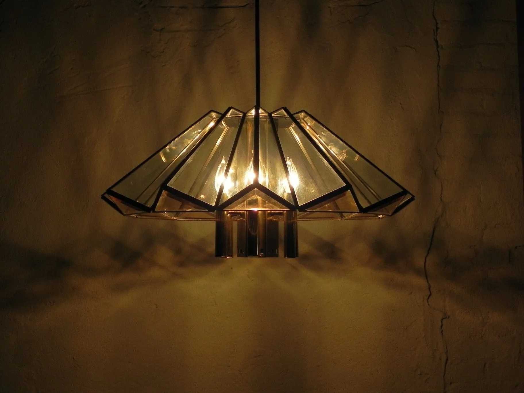 Frederick Ramond Modern Angled Hanging Chandelier with 7 Bulbs