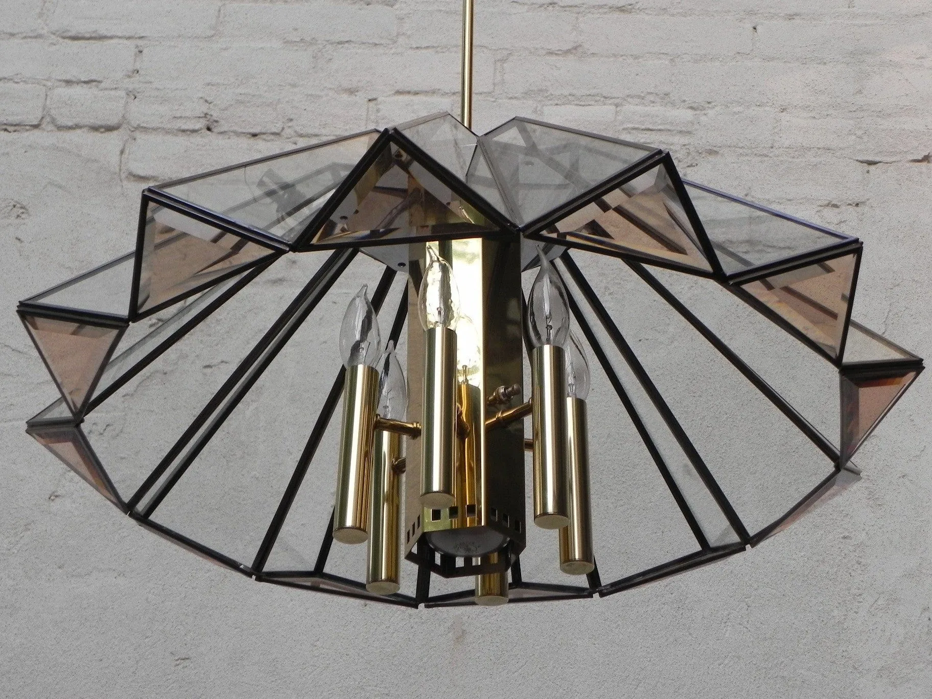 Frederick Ramond Modern Angled Hanging Chandelier with 7 Bulbs