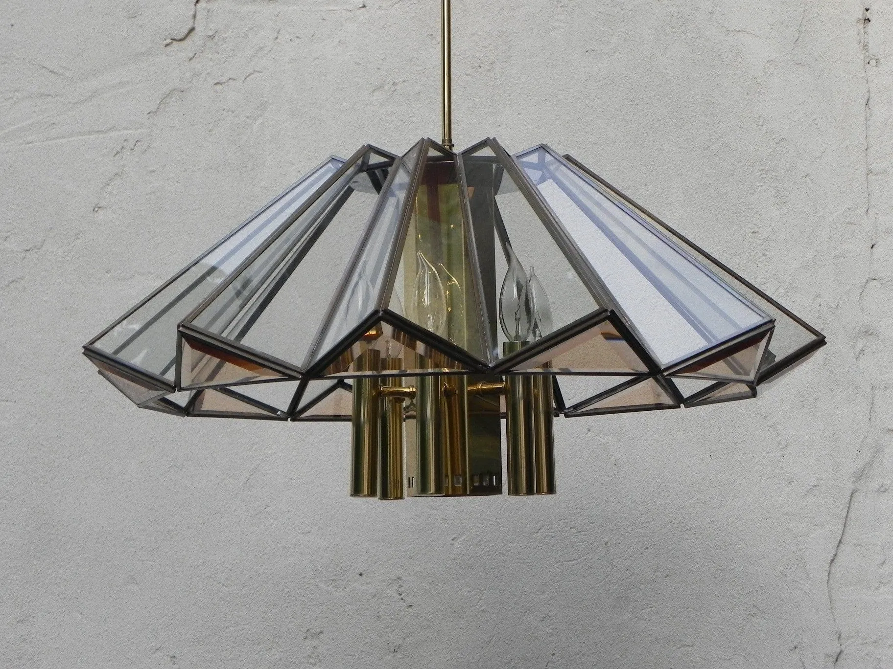 Frederick Ramond Modern Angled Hanging Chandelier with 7 Bulbs