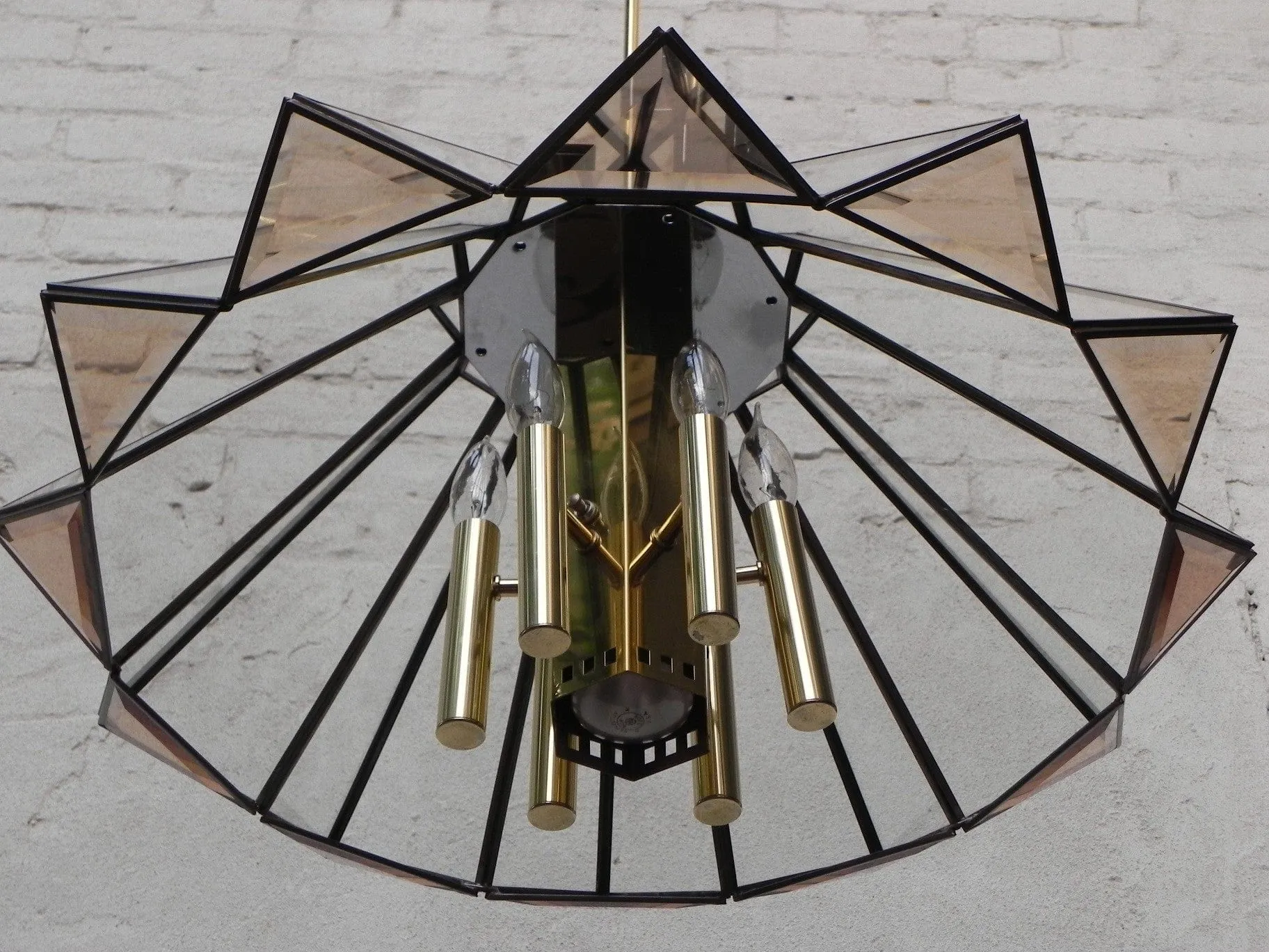 Frederick Ramond Modern Angled Hanging Chandelier with 7 Bulbs