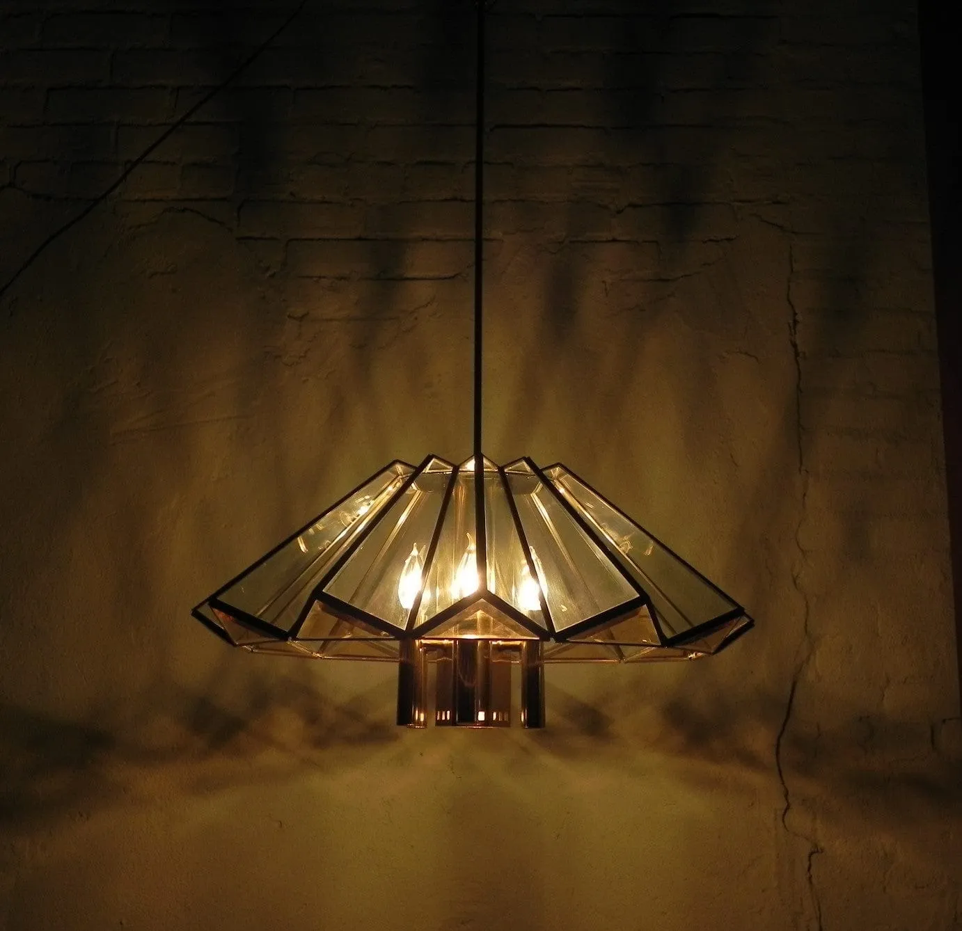Frederick Ramond Modern Angled Hanging Chandelier with 7 Bulbs