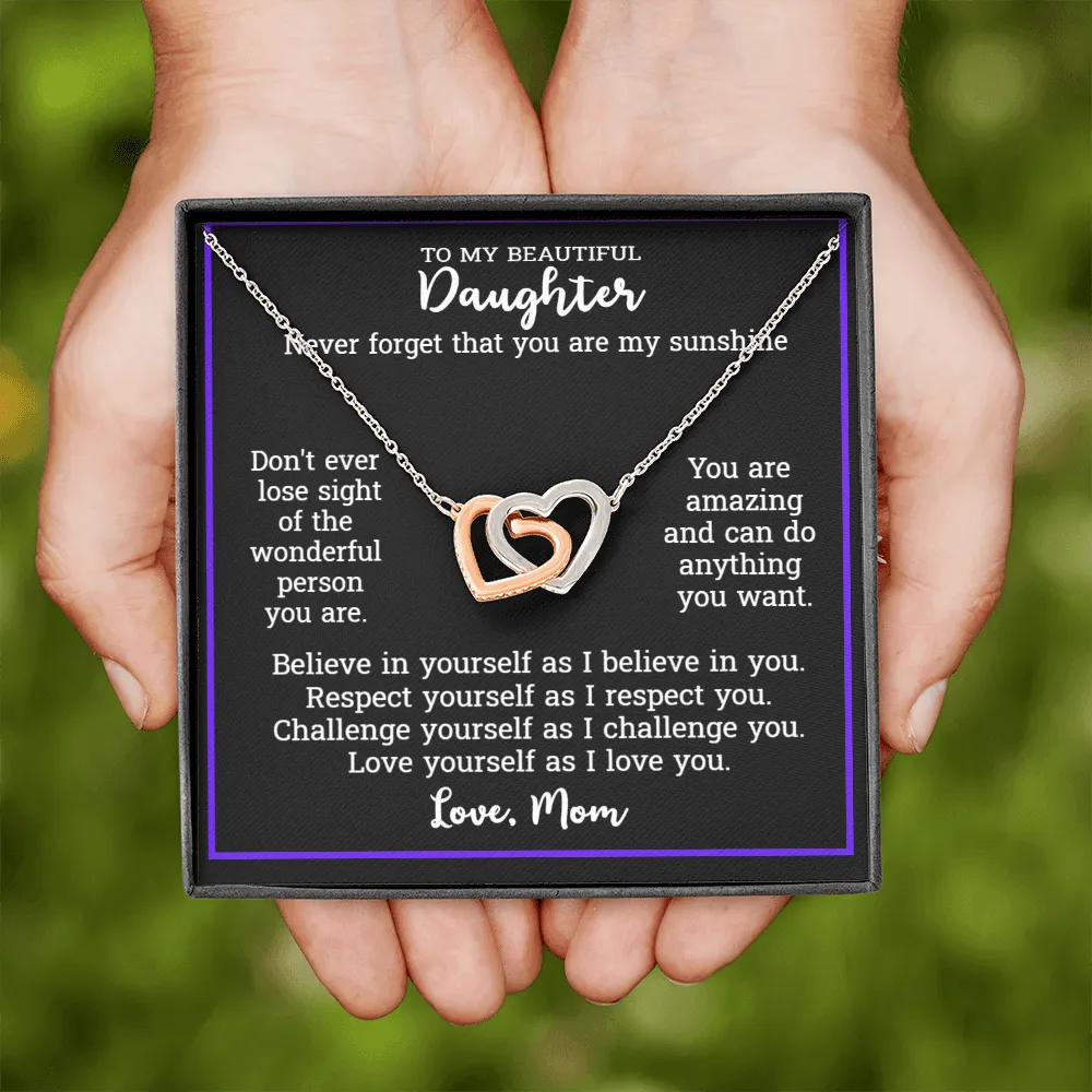 Gift For Daughter From Mom - Locked Hearts Necklace