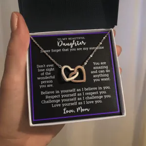 Gift For Daughter From Mom - Locked Hearts Necklace