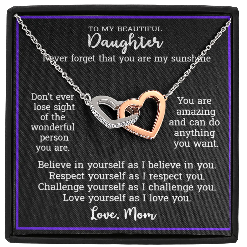 Gift For Daughter From Mom - Locked Hearts Necklace
