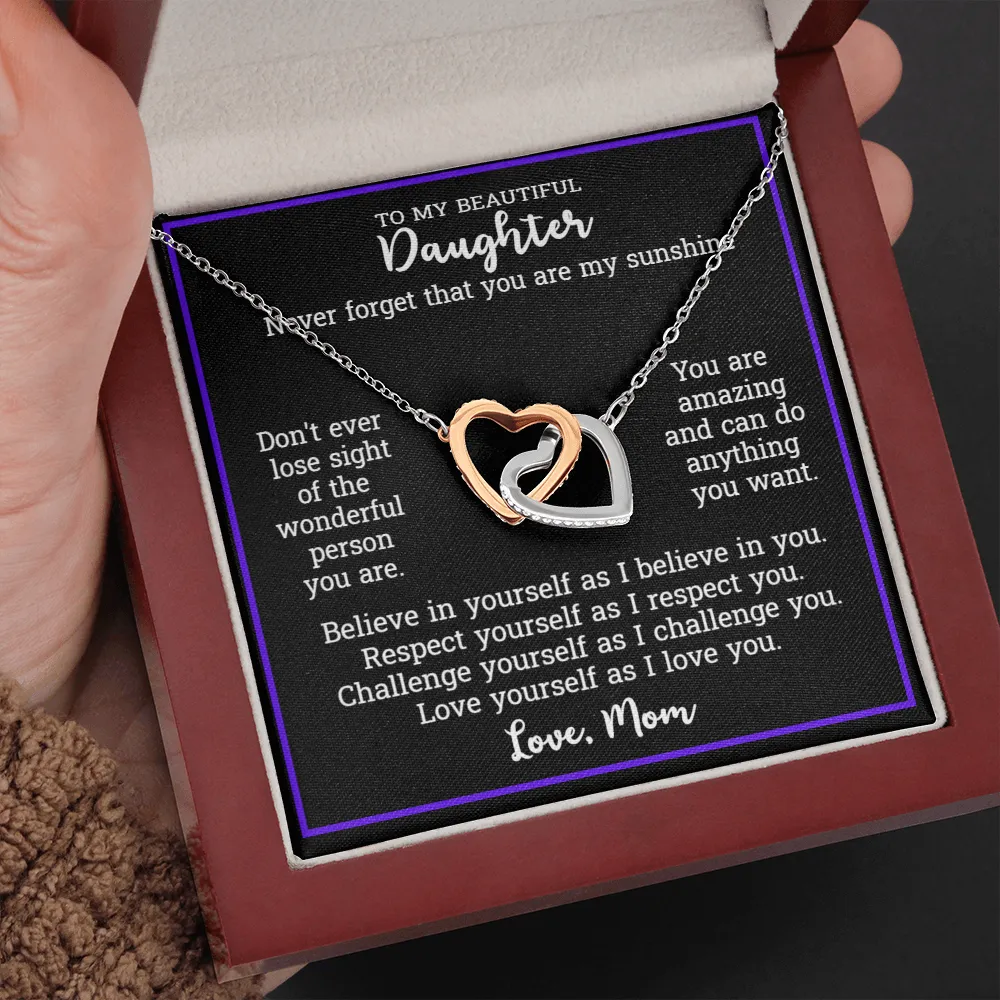 Gift For Daughter From Mom - Locked Hearts Necklace