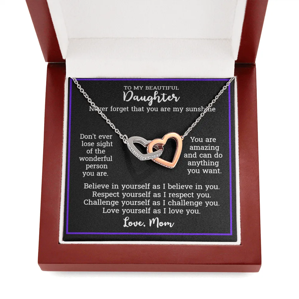 Gift For Daughter From Mom - Locked Hearts Necklace