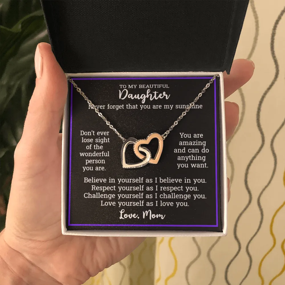 Gift For Daughter From Mom - Locked Hearts Necklace