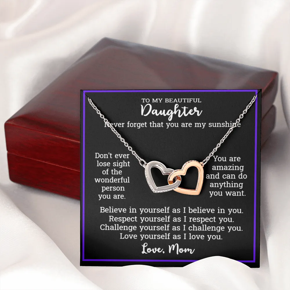 Gift For Daughter From Mom - Locked Hearts Necklace