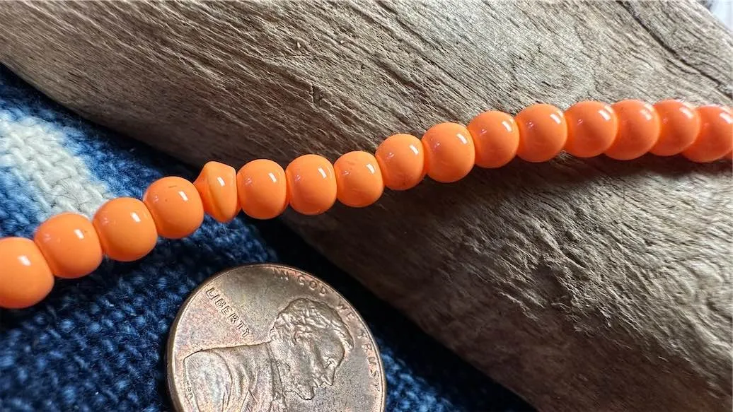 Glass Smooth Round Bead Strand - 4mm - Orange - 8"