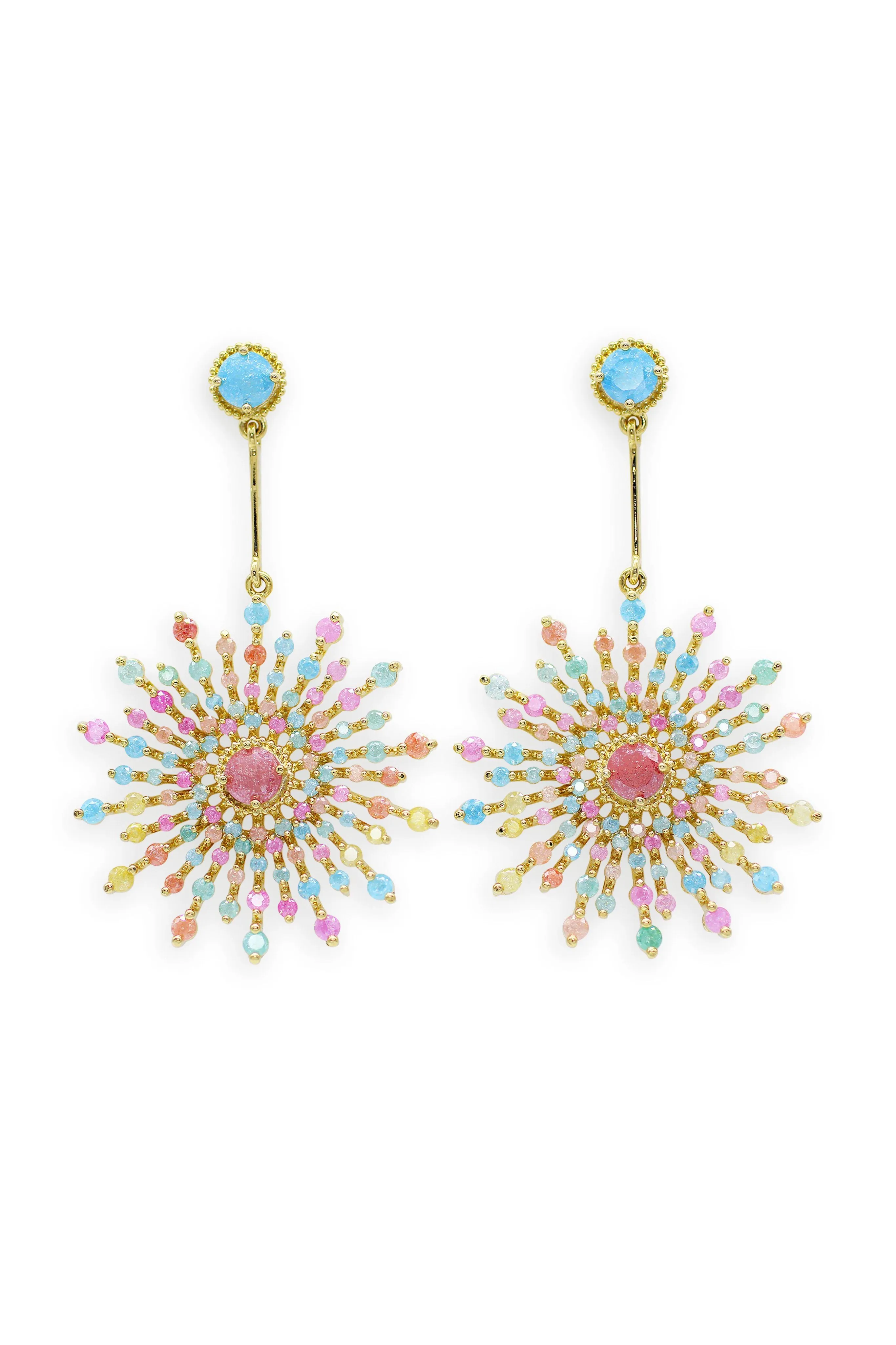 Glittering sunflower bead earrings