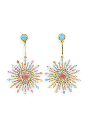 Glittering sunflower bead earrings