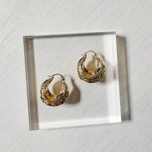 Gold Hammered Pincatch Hoop Earrings