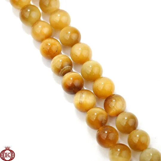 Golden Yellow Tiger Eye Beads Smooth Round