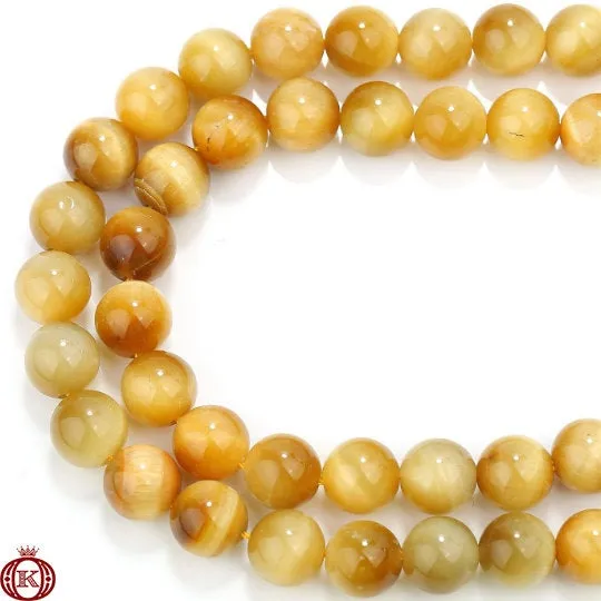 Golden Yellow Tiger Eye Beads Smooth Round
