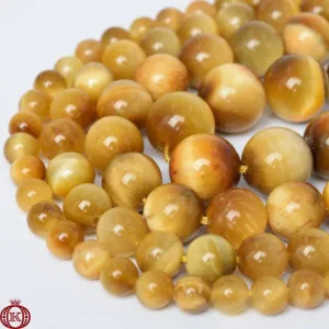 Golden Yellow Tiger Eye Beads Smooth Round