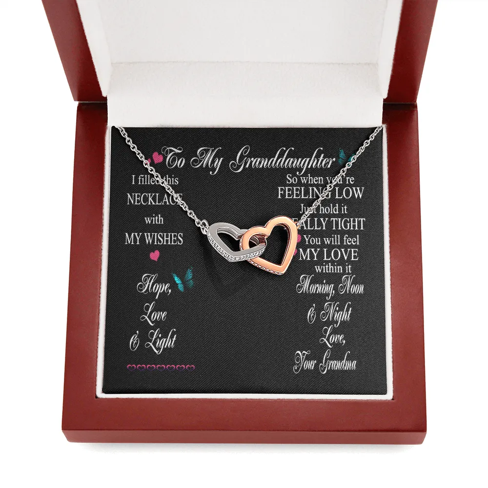 Granddaughter Gift From Grandma - Locked Hearts Necklace