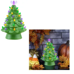 Halloween Ceramic Tree Bat Top w/Lights Plug In 7.15"Dx11.25"H