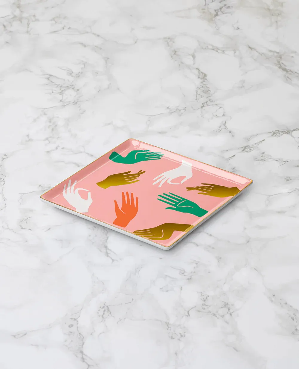 Hamsa Ceramic Tray - Pink