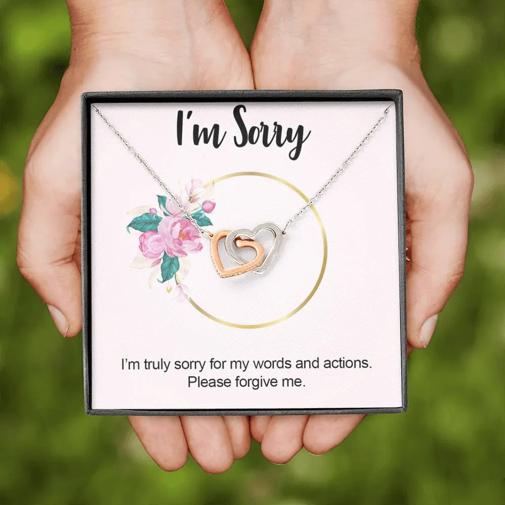 I'm Sorry - Please Forgive Me |  Beautiful 14k Gold Forever Family Locked Hearts