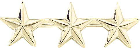 J102 3 Star Collar Insignia - Smooth (1/2")
