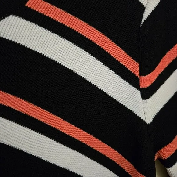 Karen Millen Striped Knit Jumper Asymmetric Stripe Hem Size XS