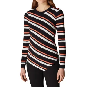 Karen Millen Striped Knit Jumper Asymmetric Stripe Hem Size XS