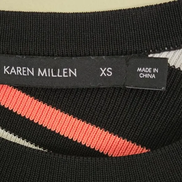 Karen Millen Striped Knit Jumper Asymmetric Stripe Hem Size XS