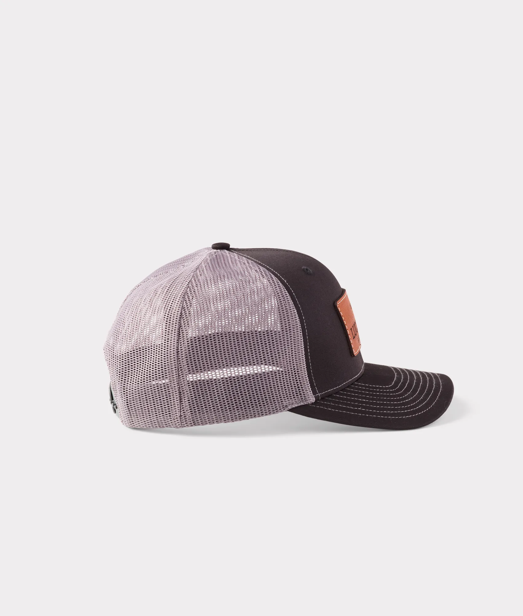 Leather Patch Cap :: Black   Charcoal