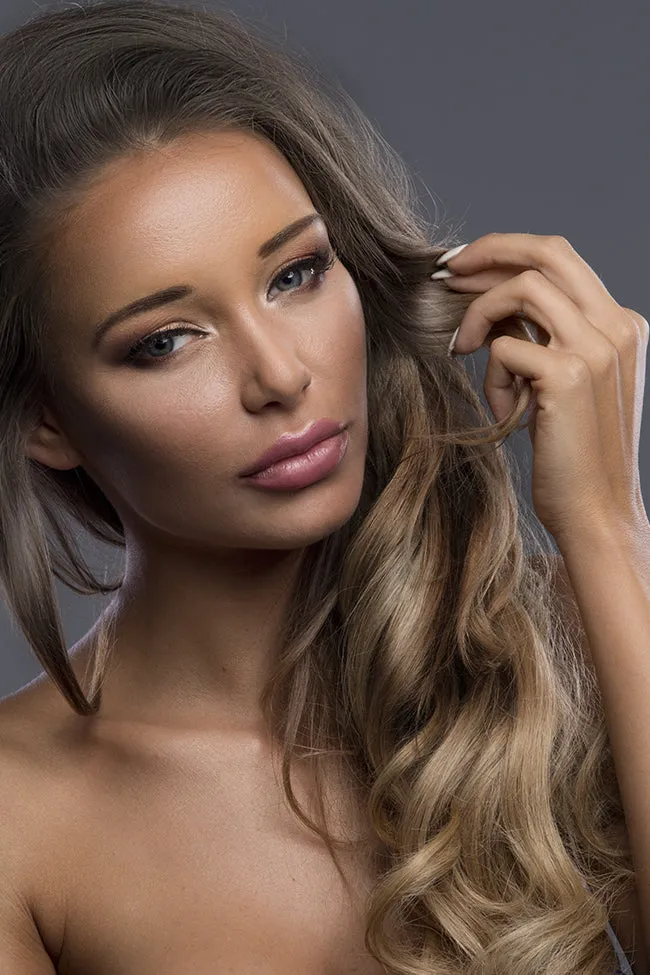 Light Ashy Brown Balayage Machine Tied Wefts - Straight Hair