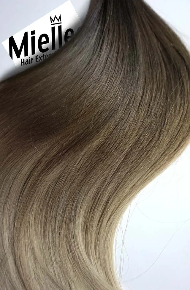 Light Ashy Brown Balayage Machine Tied Wefts - Straight Hair