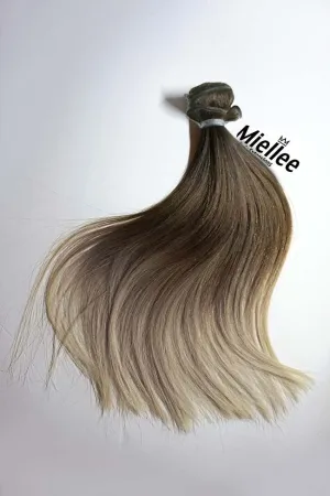 Light Ashy Brown Balayage Machine Tied Wefts - Straight Hair