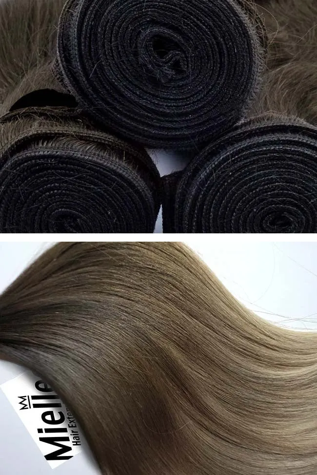 Light Ashy Brown Balayage Machine Tied Wefts - Straight Hair