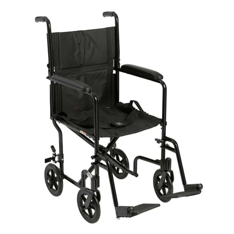 Lightweight Transport Wheelchair, 17" Seat, Black - 1 Each