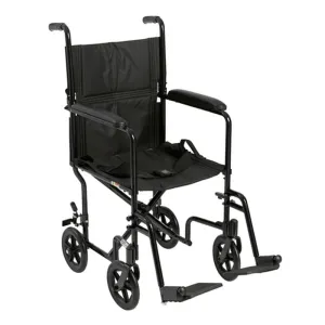 Lightweight Transport Wheelchair, 17" Seat, Black - 1 Each