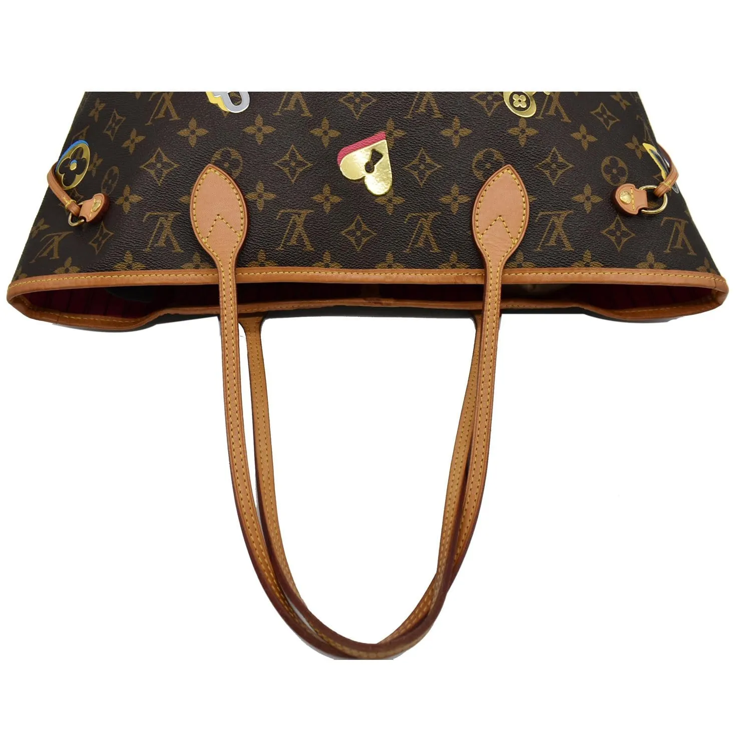 LOUIS VUITTON Love Lock Neverfull MM Monogram Canvas Tote Bag Brown - 10% OFF