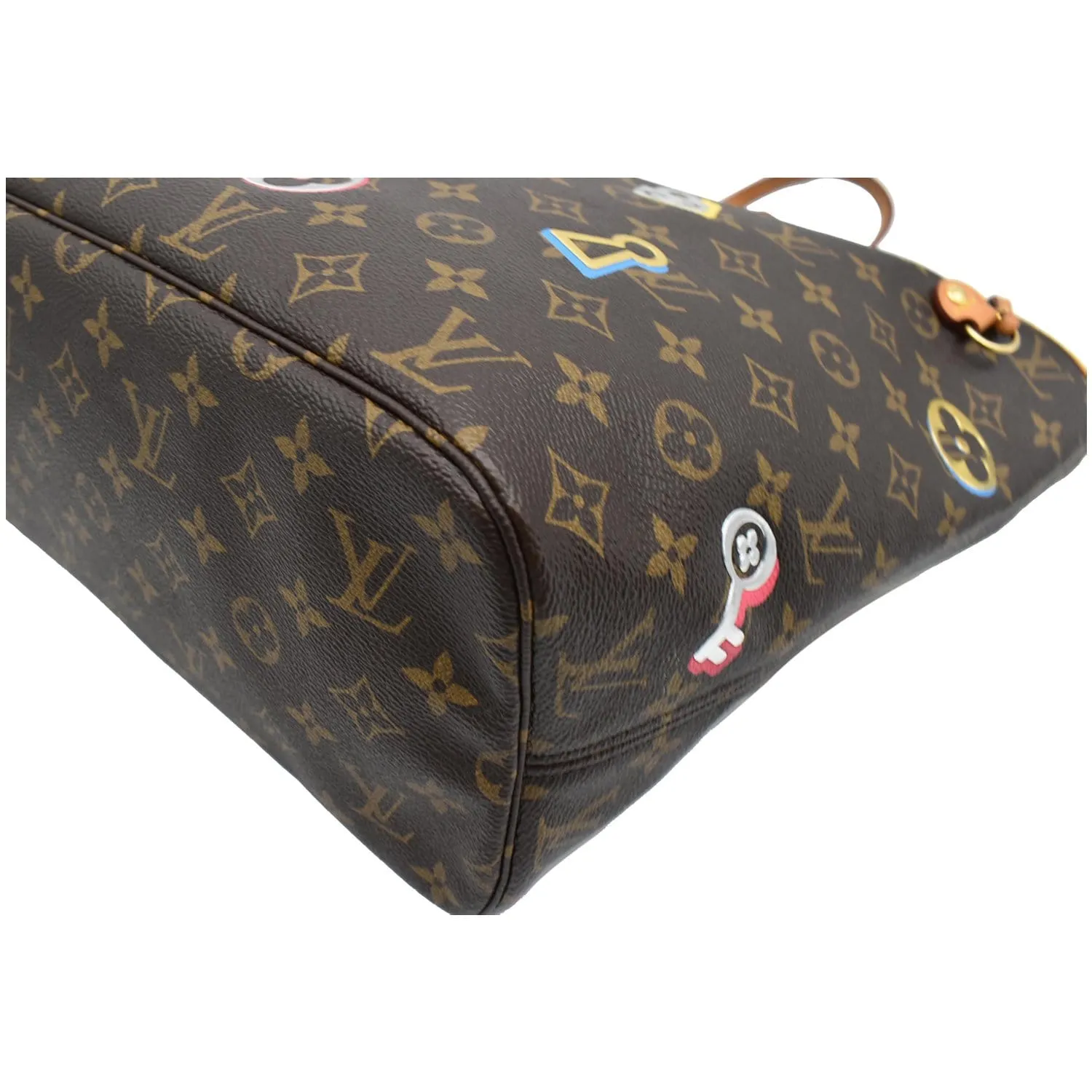 LOUIS VUITTON Love Lock Neverfull MM Monogram Canvas Tote Bag Brown - 10% OFF