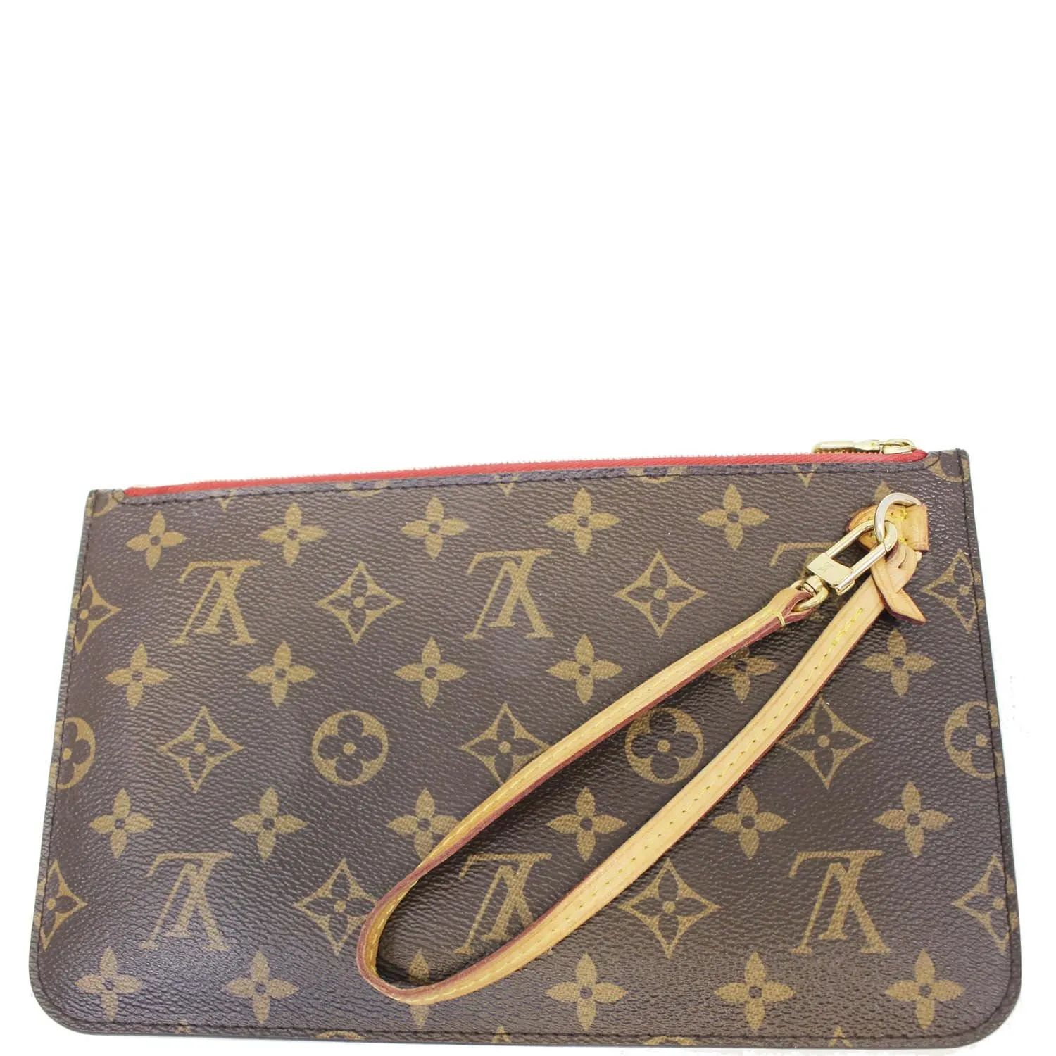 LOUIS VUITTON Pochette Wristlet Pouch Monogram Canvas Neverfull MM Brown