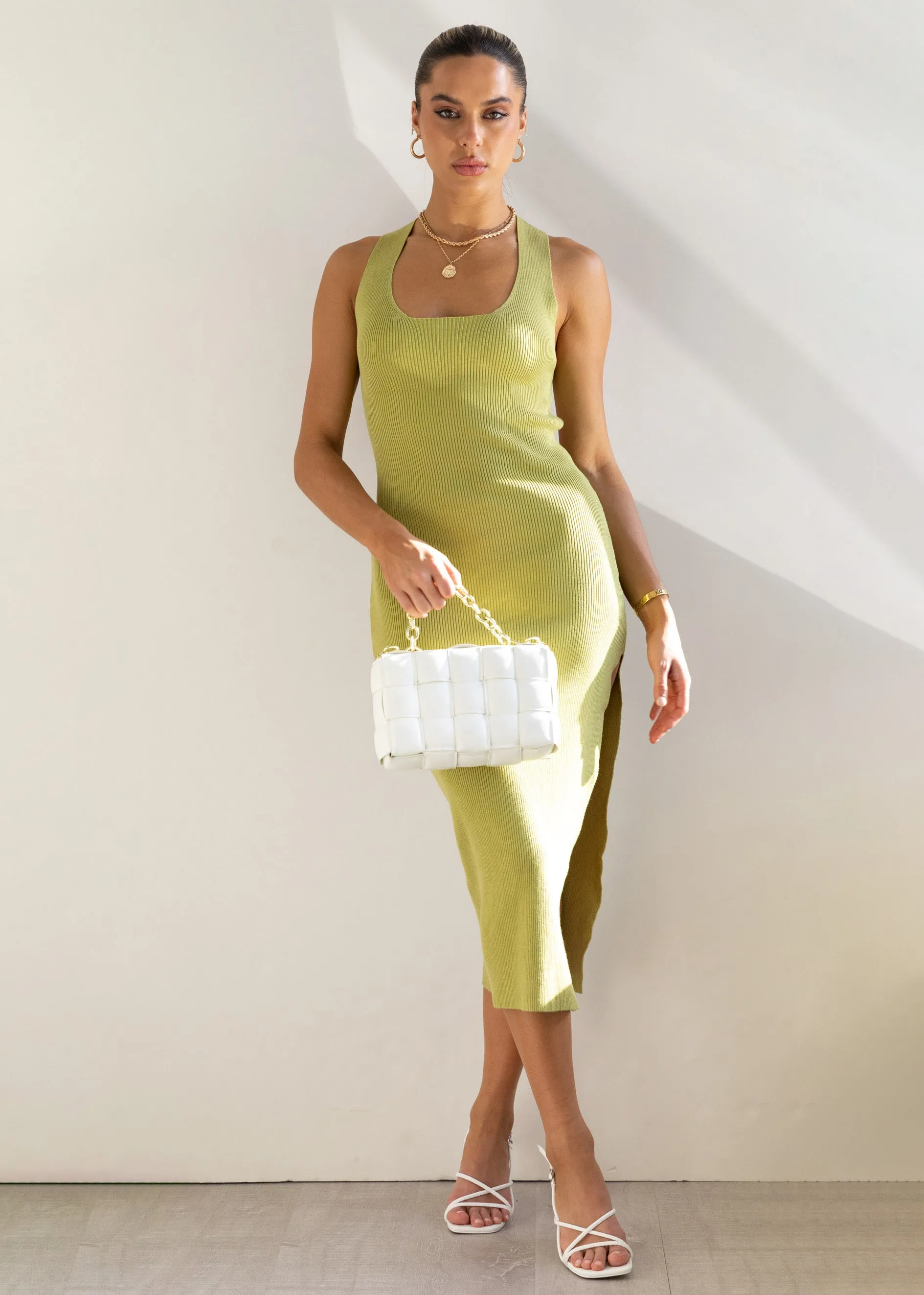 Love Stoned Knit Midi Dress - Olive