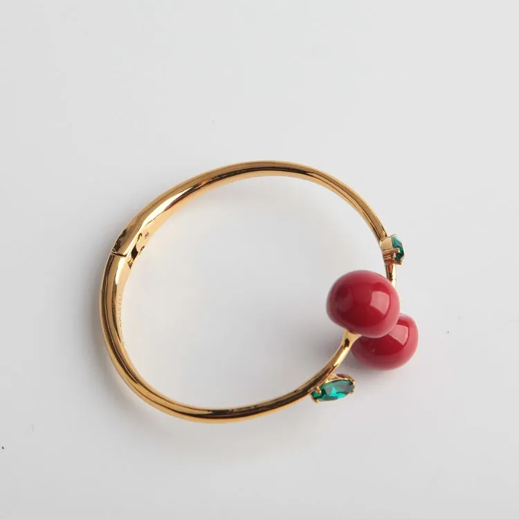 Ma Cherie Cherry Open Hinged Cuff Bracelet