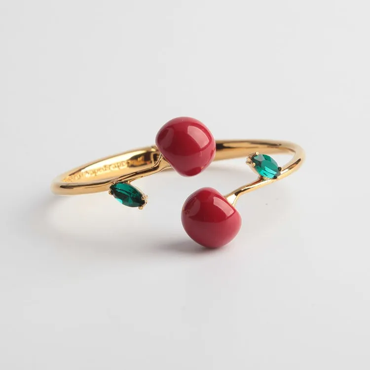 Ma Cherie Cherry Open Hinged Cuff Bracelet