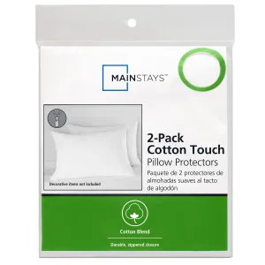 Mainstays Cotton Touch Zippered Pillow Protector Standard/Queen 2 Pack
