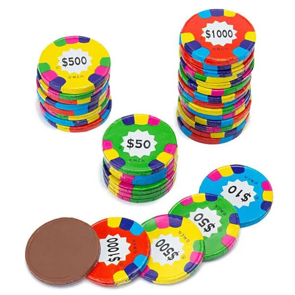 Milk Chocolate Assorted Poker Chips 10LB Bulk